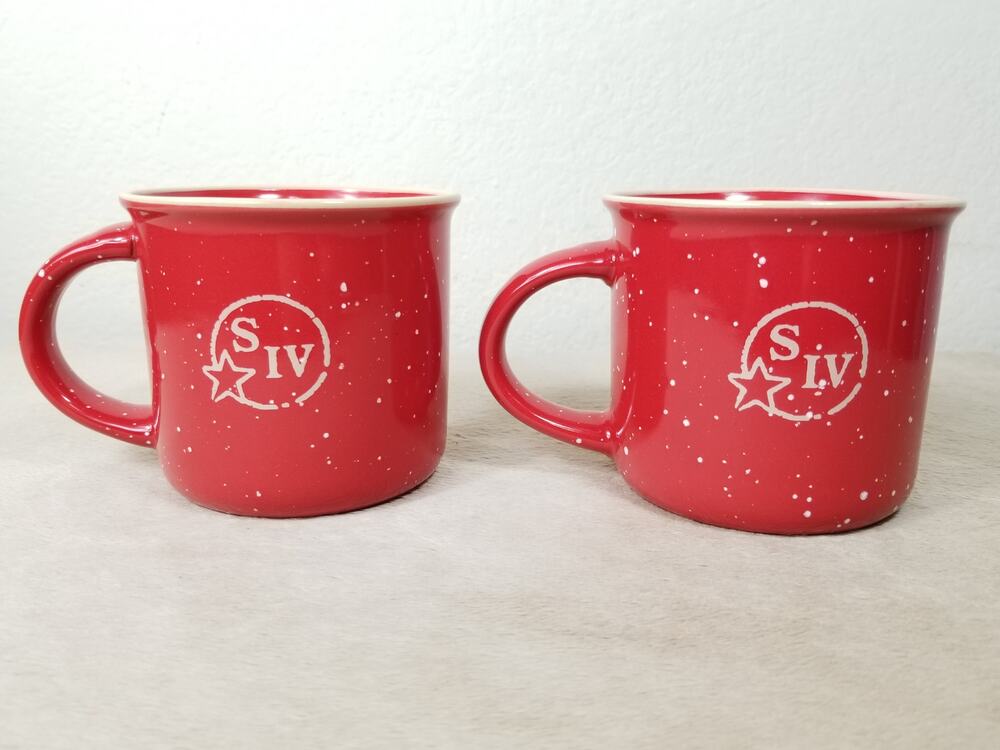 Maker's Mark Bourbon Whiskey Mug Coffee Teacup 10oz Red Ceramic SIV Logo x2